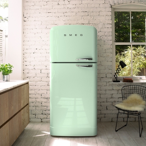5. Pops of Colour A pastel green fridge by Smeg, a home appliance trend for 2025