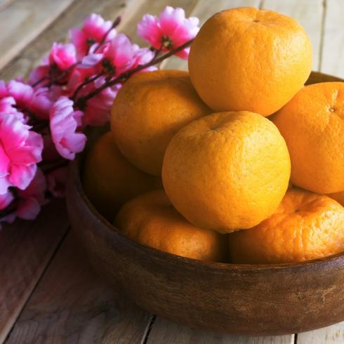 Oranges A bowl of citrus fruit as part of lunar new year decorations