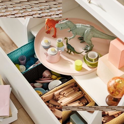 Sneak Peek Inside Interior of cabinet showing kids' toys