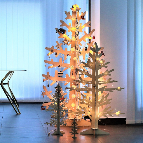 A Unique Spin Wooden Christmas trees: A wooden 3D artificial Christmas tree