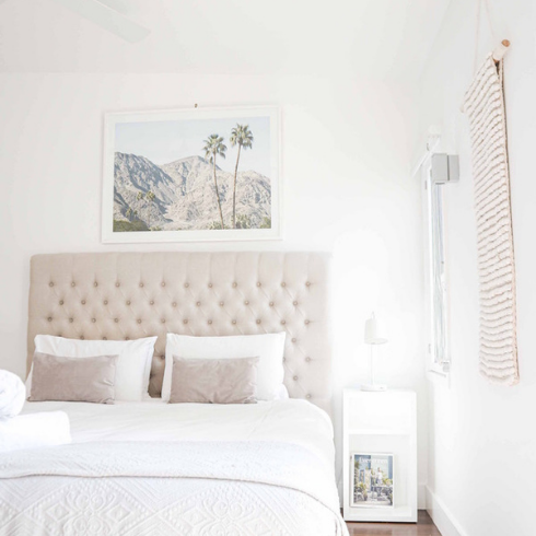 Light, Bright, White white bedroom with white ceiling and white bed