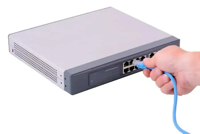 Lan Cable Network Connected Switch Multiport Stock Photo